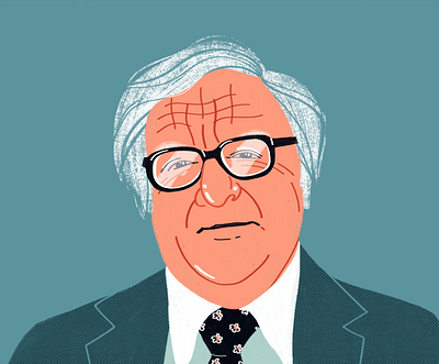 Ray Bradbury digital drawing flat illustration portrait ray bradbury writer