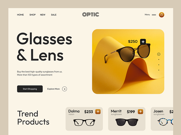 Optic Glasses & Lens Store by Usman A. on Dribbble