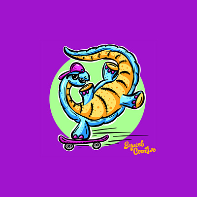 Skating Dinosaur Logo Mascot From a Child's Mind cartoon logo designer