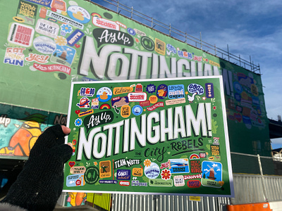 Nottingham Hoarding & Print billboards branding city attractions city centre marketing designer graphic design hand drawn hand lettering hoarding home decor illustration illustrator large scale print lettering maps nottingham print tourism typography vector