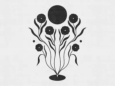 Summer Sun art print black flowers black hole sun black sun design esoteric flowers flowers growing garden graphic design hand drawn illustration logo nature sound garden summer summer sun sunshine tribal vintage
