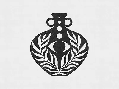 Vase No. 01 art print balance bohemian boho ceramic logo ceramics evil eye flower pot flowers graphic design hand drawn illustration logo nature plants protection symmetry vase vase drawing vintage