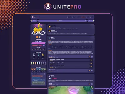 UNITEPRO - New Pokémon Page animation figma gaming pokémon pokémonunite tencent timi ui unite ux