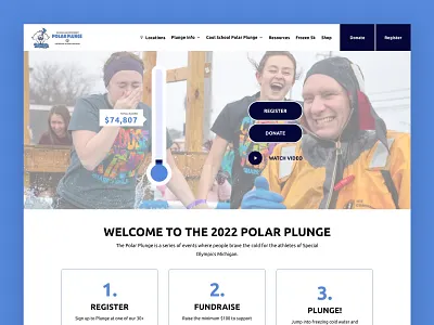 Special Olympics Michigan - Polar Plunge branding campaign classy design fundraise fundraising graphic design landing page logo michigan nonprofit page polar plunge special olympics typography ui ux vector web design website