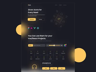 Zicon Website glass icon icon landing landing zicon