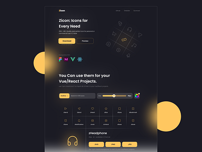 Zicon Website glass icon icon landing landing zicon