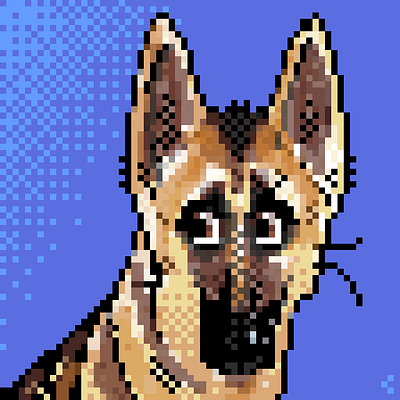 Stella 2d art dog german shepherd illustration pixel portrait