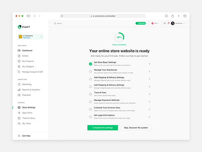 e-commerce - Dashboard cards dashboard design e commerce product screen settings web