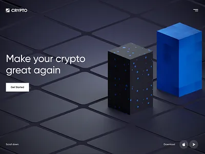CRYPTO - Web Design with 3D for Crypto 3d 3d diagram 3d elements bitcoin charts clean crypto crypto farm cryptocurrency fintech minimal ui ui trends web app web design