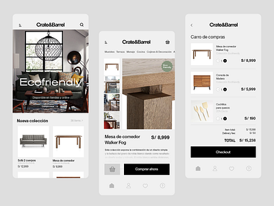 Crate&Barrel UI Mobile - Ecommerce web branding design ecommerce figma mobile retail ui web