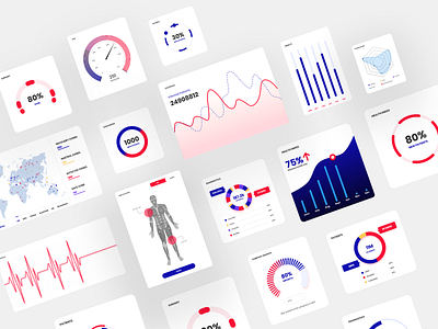 Healthcare Dashboard UI Cards dashboard doctors graphs healthcare hospital illustration patients ui ux ui cards