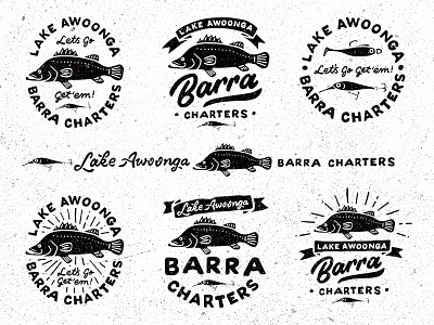 Barramundi Mate emblem fish fishing illustration lettering logo lure vintage