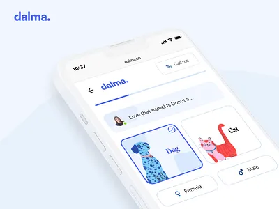 Dalma x The Design Crew - Onboarding Flow animal cat dalma dog form insurance interface mobile onboarding flow product product design question ui design web