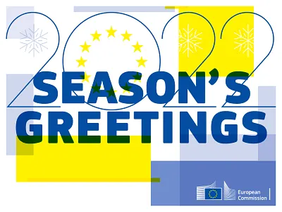 European Commission Season's Greetings 2022 atrokhau blue card christmas clean creative crisp design digital european geometric graphic design greetings holidays illustration newyear numbers postcard yellow