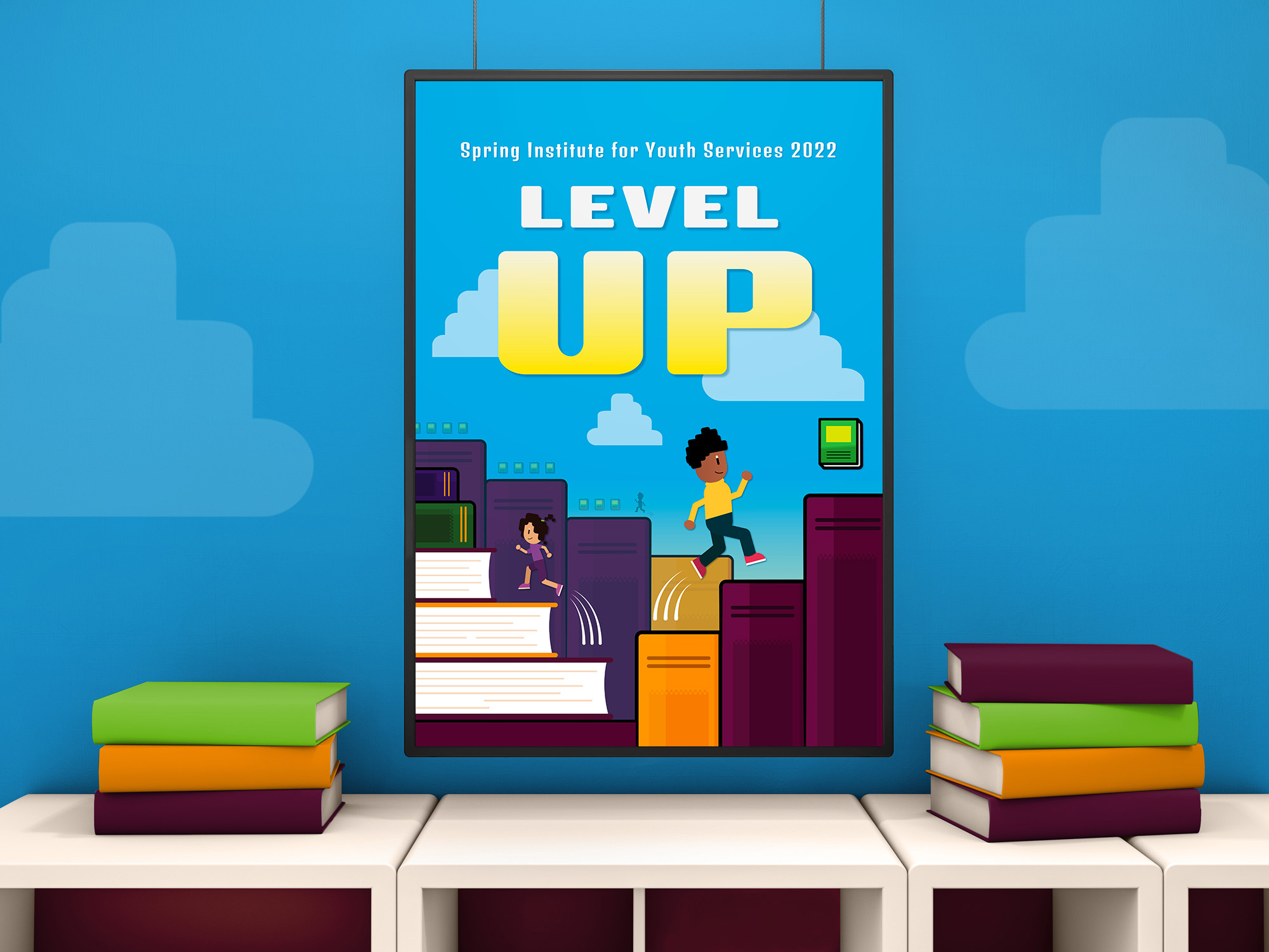 Spring Institute 2022 — Level Up adobe illustrator branding conference digital event illustration level up pixels video game