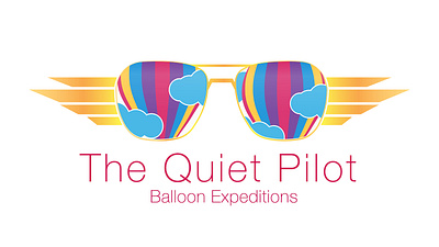 The Quiet Pilot (Hot Air Balloon Rides) 80s aviators branding dailylogochallenge design hotairballoon logo pilot productdesign vector wings