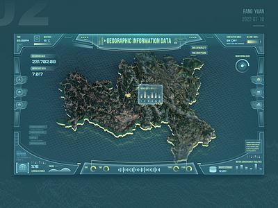 Geographic information data FUI 3d design ui