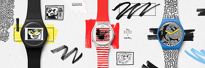 SWATCH Keith Haring x Disney 2d 3d animation character drawing foreal illustration mixed media swatch
