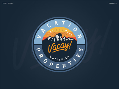 Vacay Badge Logo badge branding design exclamation point graphic design illustration logo vacation vacation rental vacay vector