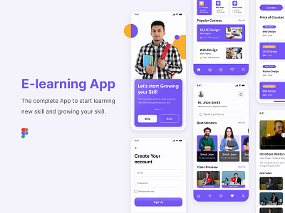 E-learning Educational Platform App app app design application e learn ecourse education app elearning ios learning mobile app online class online course online learning startup study app training ui ui design uiux design ux