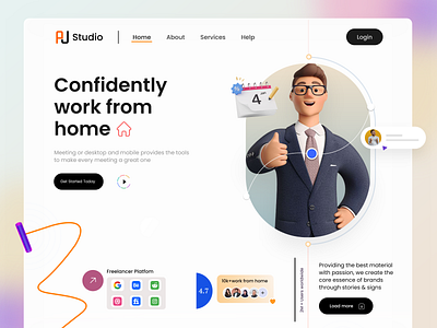 Remote Job Hero Header Exploration design employee job find job portal landing page landing page ui minimal popular job ui ui design uiux web design web ui website design work from home