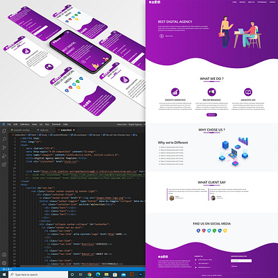 Digital Agency Website Design bootstrap css graphic design html landing page ui uiux ux web design website