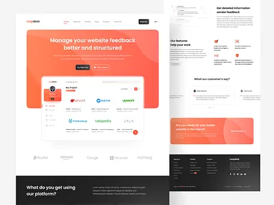 Loopdesk Landing Page branding clean dashboard dekstop design feedback header hero inspiration landing page orange platform product design red ui ui design uiux ux ux design website