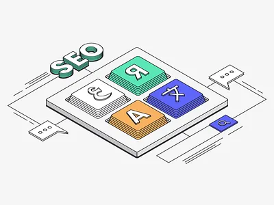 Multilingual SEO According to Google blog branding illustration isometric language marketing seo web