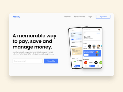 Asanify Landing Page - Reimaging Banking Experience appdesign designinspiration fintech fintechapp interactiondesign landingpage product productdesign userexperience userinterfacedesign uxdesigner uxuidesign