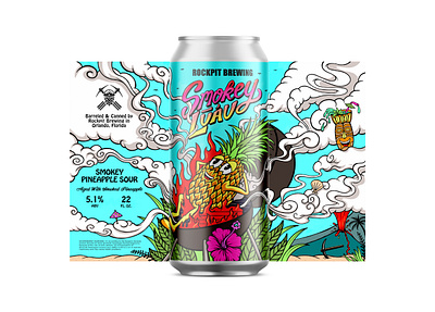 Smokey Lūáu Can Design for Rockpit Brewing beer beer branding beer illustration beercan brewery candesign freelance orlando orlandobeer packagedesign packaging pineapple beer pineapplesour