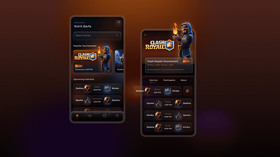 Game Streaming App app design game gaming glassmorphism mobile game streaming tournaments ui ui de ui design ux