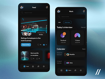 Job Search App animation app articles color design employers graphic design hotel illustration interview job job interview motion graphics news online purrweb restaurant startup ui ux