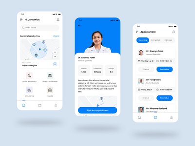 Find a doctor on the go app appointement booking doctor app graphic design ui