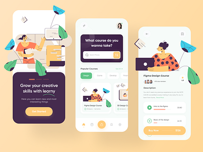 Education: Online Course App app design app ui application course course app education elearning graphic design illustration ios learn mobile app online class online course online learning student app study app ui design ui ux design uiux design