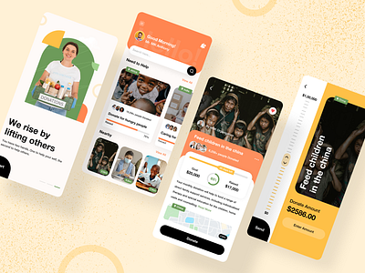 Donation and Charity App Design app app concept app design app designer app development business charity charity app crowfund design donate donation app donations foundation fundraising mobile ui ui design ux volunteer