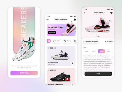 Sneakers Online Shopping Mobile App application design ecommerce ecommerce app ecommerce shop footwear mobile app mobile app design online sneakers shoe app shoes app shop app shopping app sneaker app sneaker shop sneaker store sneaker store app sneakers sneakers shoes store uiux