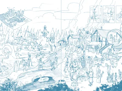 From rough sketch to final illustration castle children illustration illustration middle age