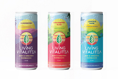 Living Vitalitea Kombucha Rebrand & Can Design beercan beveragedesign branddesign branding brewing candesign kombucha kombuchacan kombuchapackaging logotype packagedesign rebrand