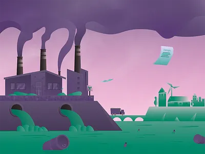 Industrial waste climate gradient color illustation industrial pollution vector artwork waste