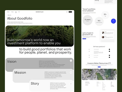 Goodfolio - About us about ecology graphic design hero image invest investing landing logo natural nature planet sustainability sustainable ui web website