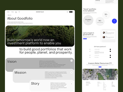 Goodfolio - About us about ecology graphic design hero image invest investing landing logo natural nature planet sustainability sustainable ui web website
