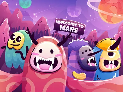 Mamba Selfie Illustration character gradient hallowen illustration line mars monser pluto selfie space travel