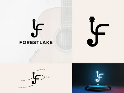 FORESTLAKE LOGO band logo black branding concept creative design fl letter logo fl music logo guitar logo logo logo inspirations mark minimal music band music icon music logo piano ui vector