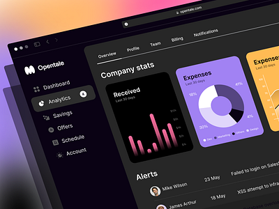 Opentale team management tracker web app analytics app application b2b charts dashboard dashboard app data design finance fintech management revenue software trading ui ux web web application webapp