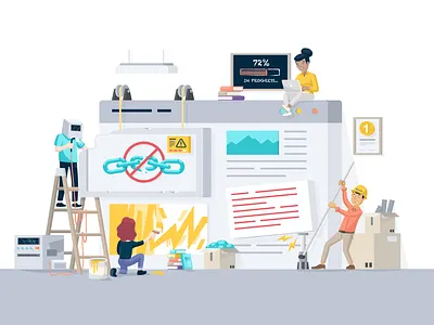 Website build in progress branding builders illustration office progress team vector website