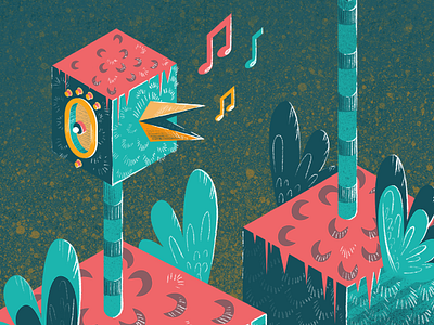 Musical birds birds colourful isometric texture vector