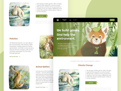 Web Design for Sustainable Gaming Company branding design graphic design illustration ui