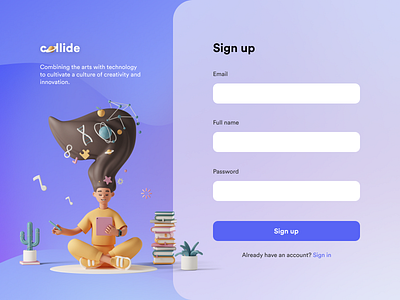 sign up 3d illustration design glass design illustration signup ui ui design visual design