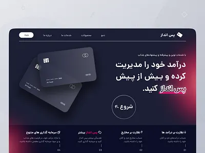 Financial Web UI Design banking black card blue card card concept dark dark theme design dribbble faegh farsi financial persian saving theme ui ui design user visual webdesign