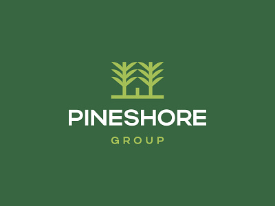 PineShore Logo Design brand branding design green home house icon logo logodesign minimal natural negative space nest pine pineshore property real estate smart logo tree tree house